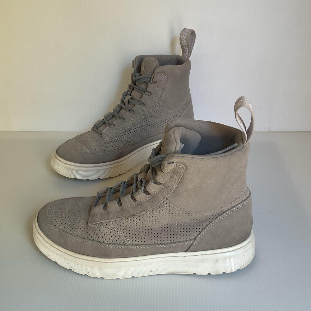 Dr. Martens Kamar Suede High Top Sneakers Women’s 8 Gray Taupe Perforated Boots